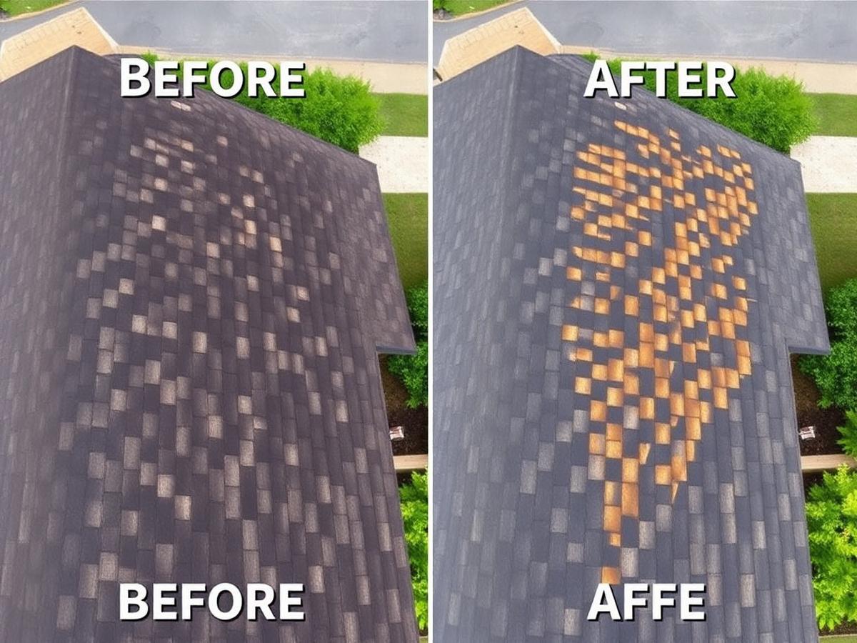 Roof before and after soft washing